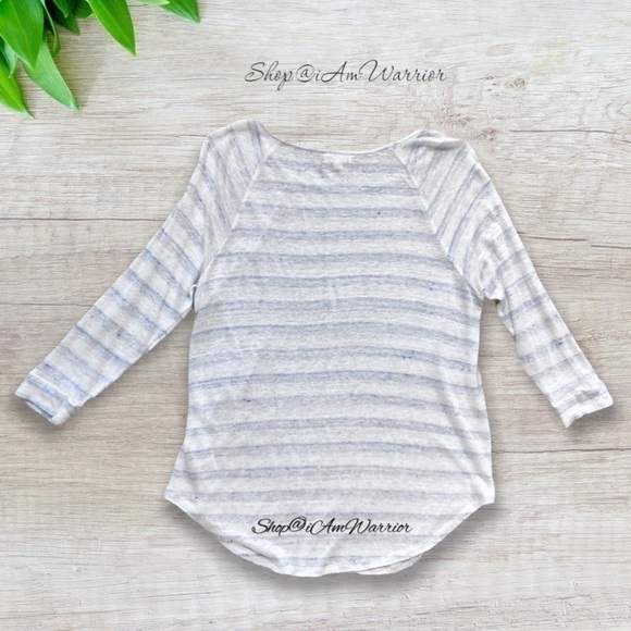 Soft Joie striped linen slub 3/4 sleeve t-shirt shop@iamwarrior - Picture 7 of 13